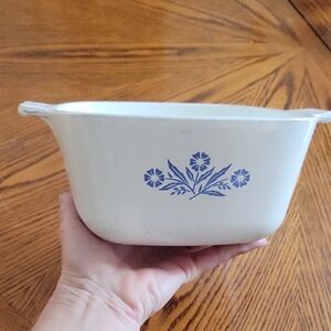 Corningware White Casserole Dish with Blue Floral Pattern 56 oz